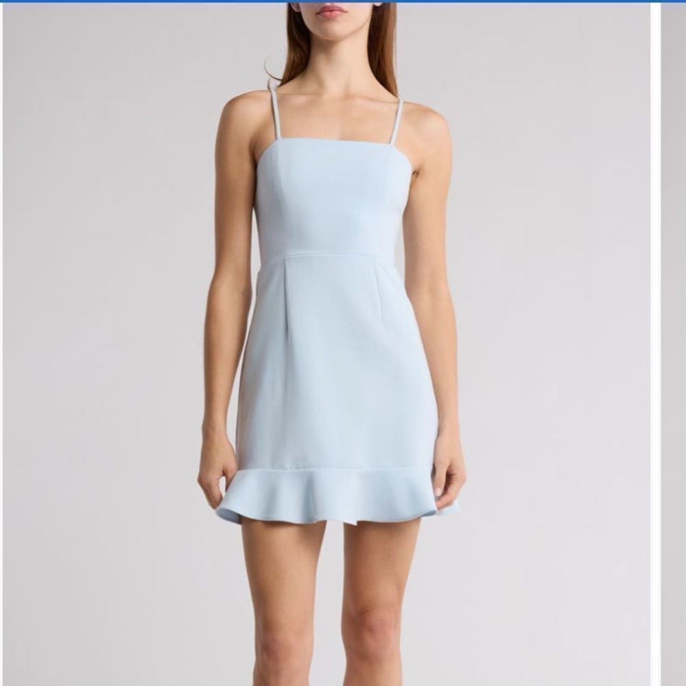FRENCH CONNECTION Dress NEW Whisper Frill Hem Cami Mini Light Dream Blue Size 8 - Picture 5 of 12